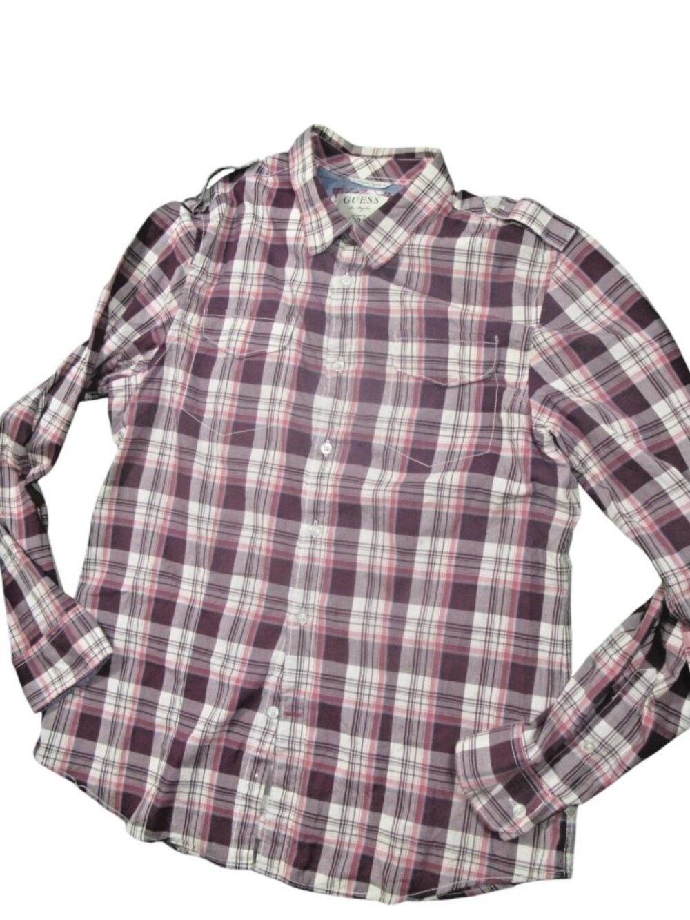 Guess Los Angeles Mens Plaid Button Down Shirt Long Sleeve Casual  Large